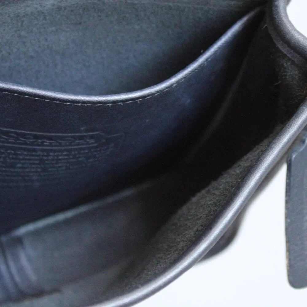 Coach VTG 80s Black Leather Compact Pouch Crossbody Bag Made in the USA 0135-596 - Picture 9 of 9